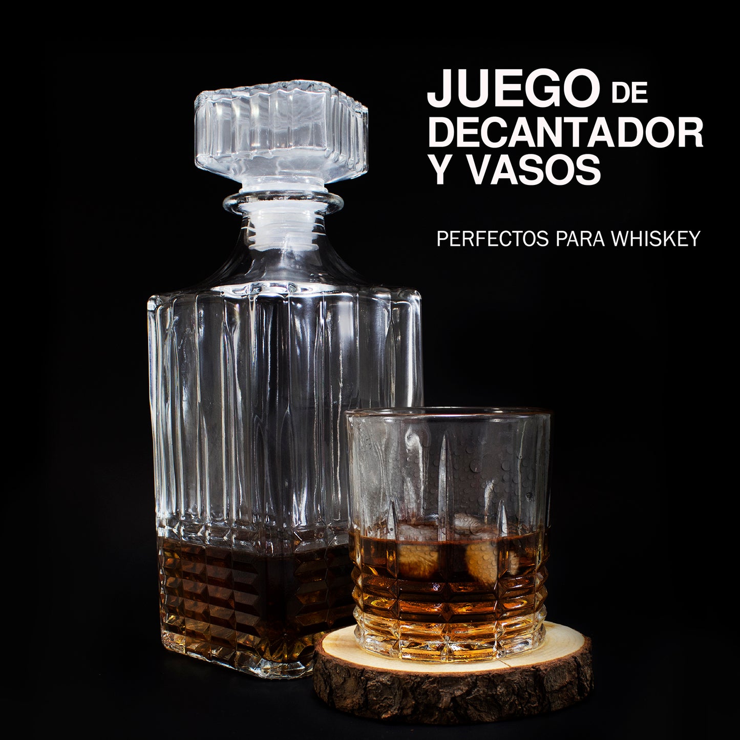 Decantador de whisky con 6 vasos