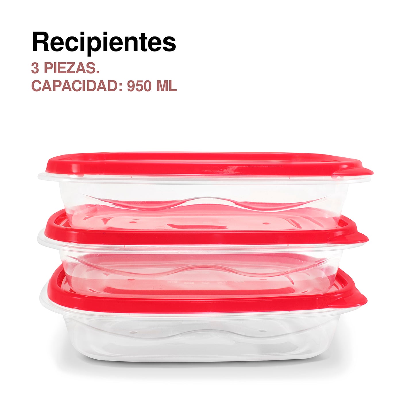 Juego de recipientes rojos 3 piezas