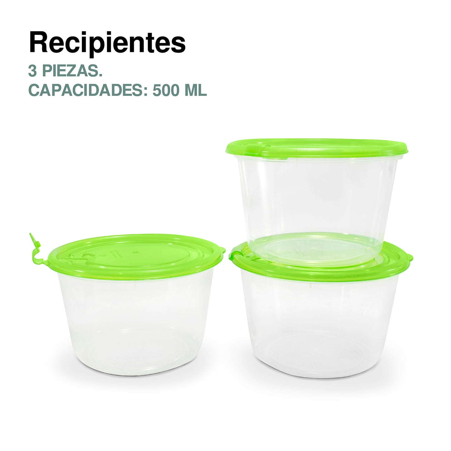 Juego de recipientes verdes 3 piezas