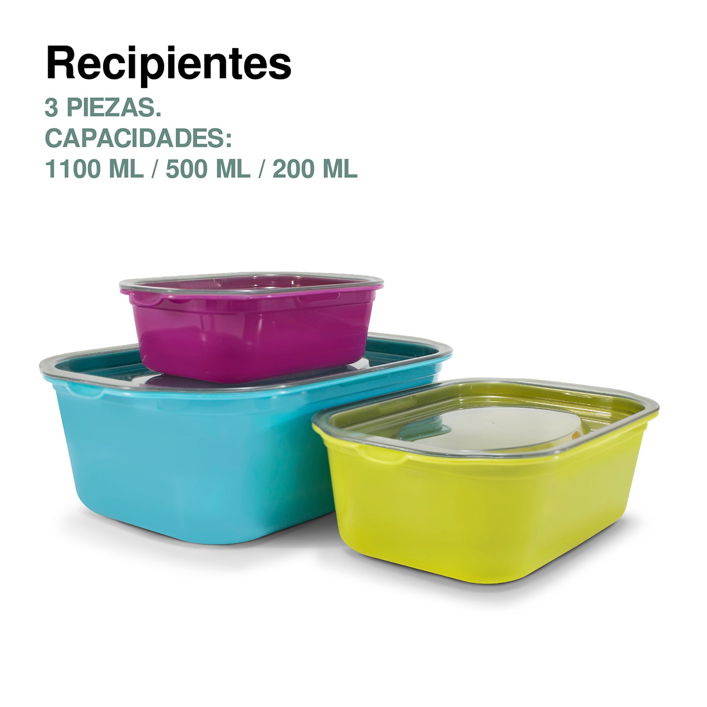 Juego de recipientes de colores 3 piezas