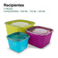 Juego de recipientes de colores 3 piezas