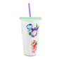 Vaso de Flores Reutlizable con Popote Blanco