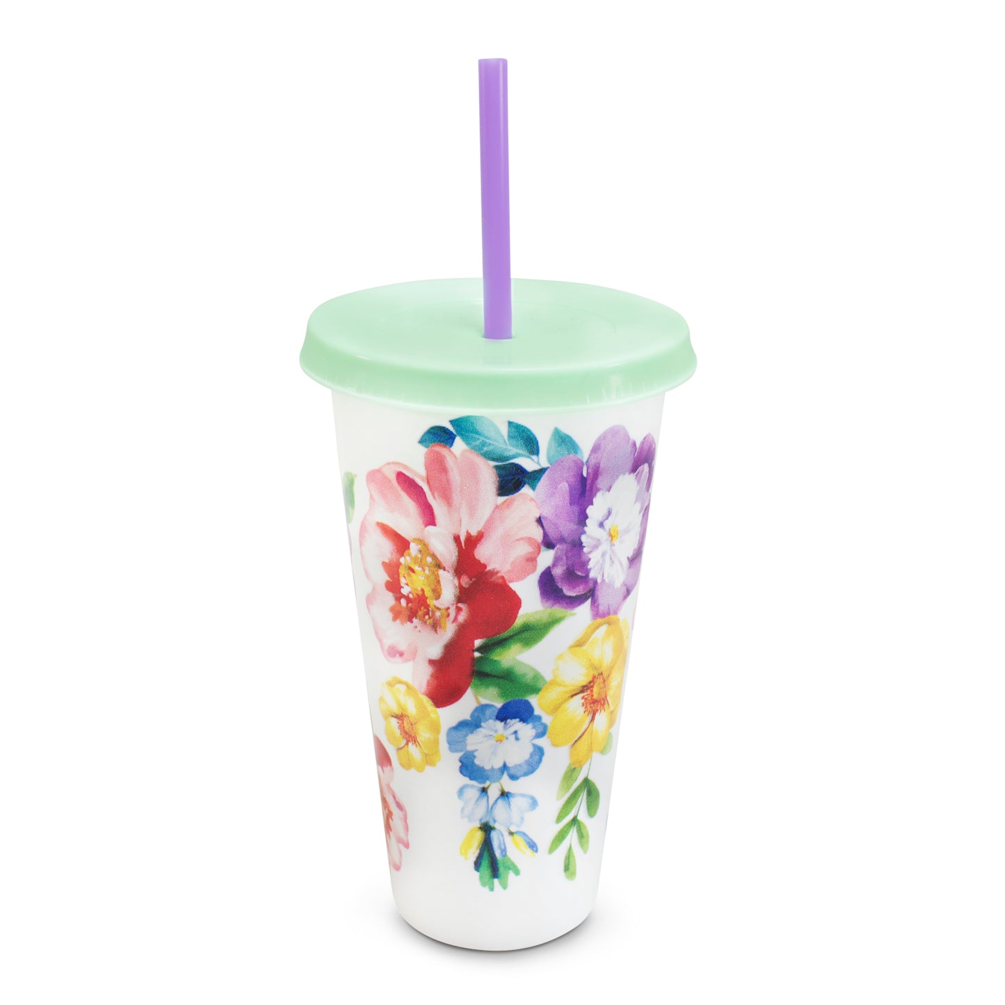Vaso de Flores Reutlizable con Popote Blanco