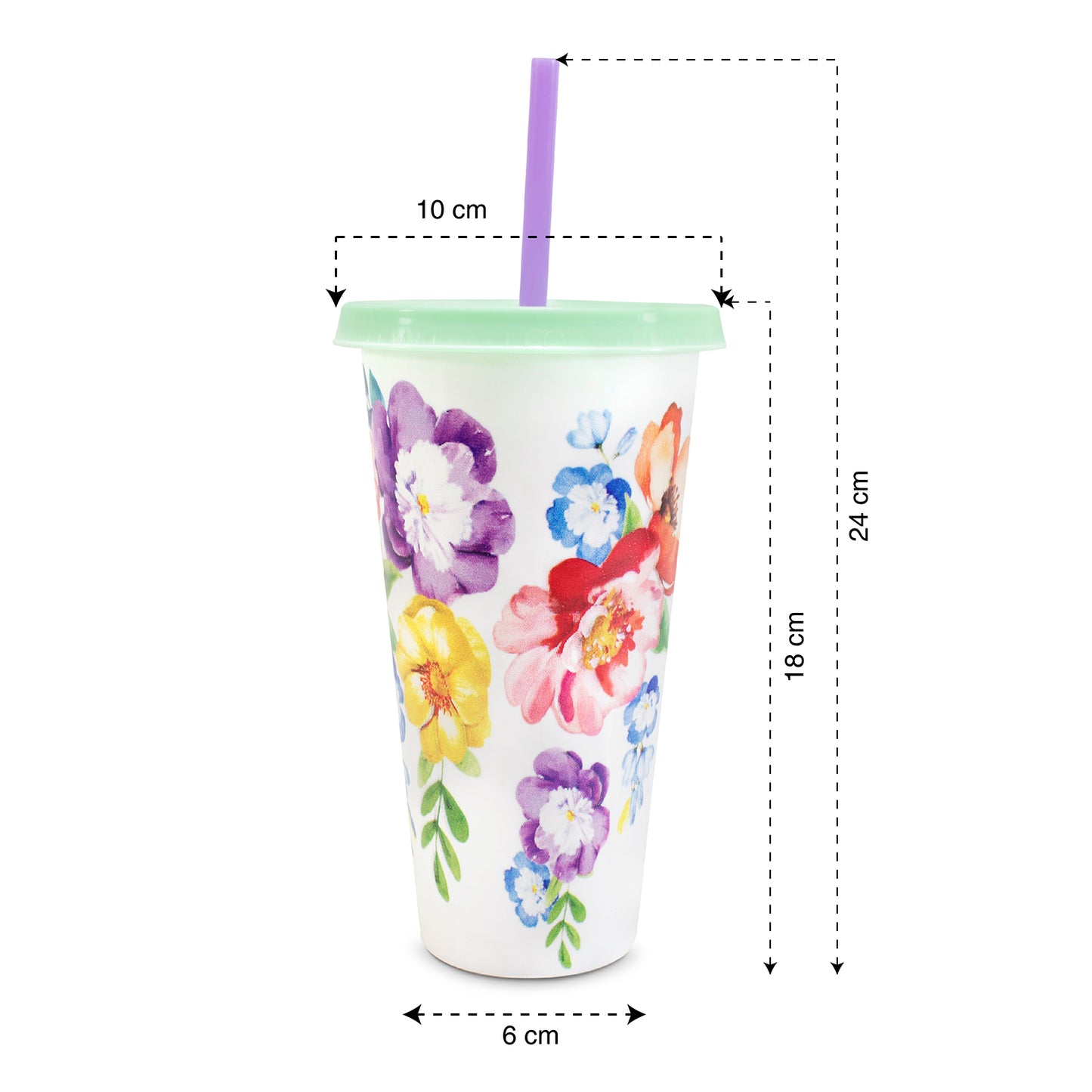 Vaso de Flores Reutlizable con Popote Blanco