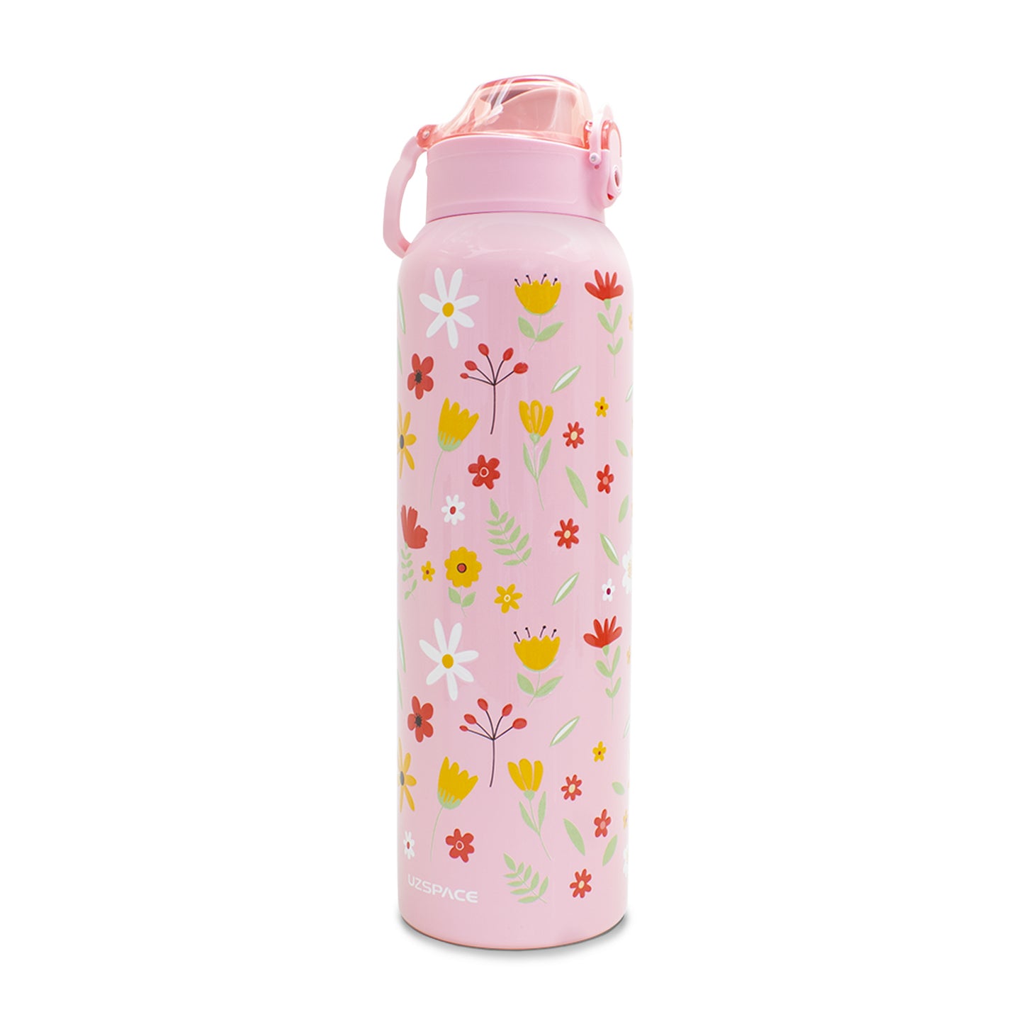 Termo metálico floreado rosa 950 ml