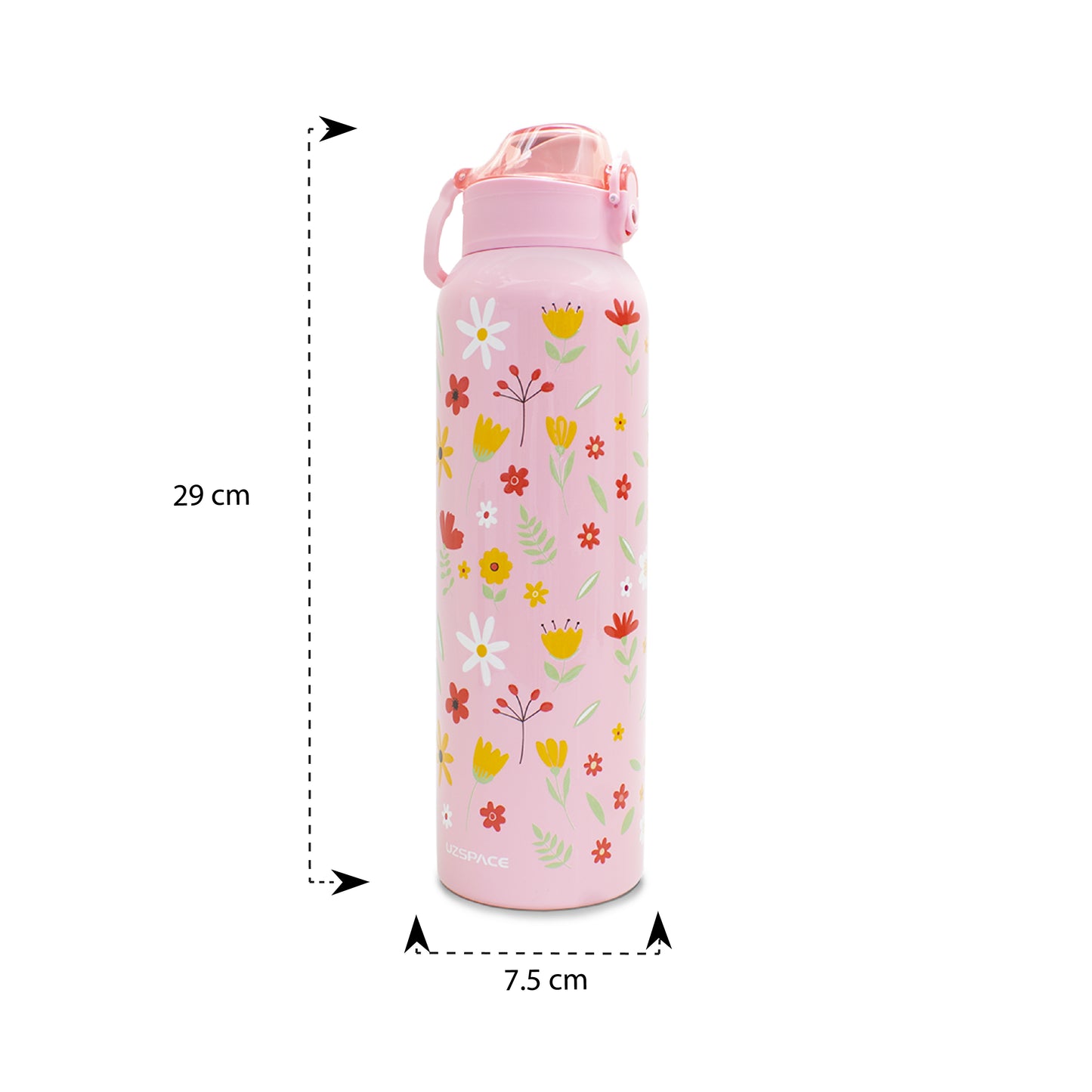 Termo metálico floreado rosa 950 ml