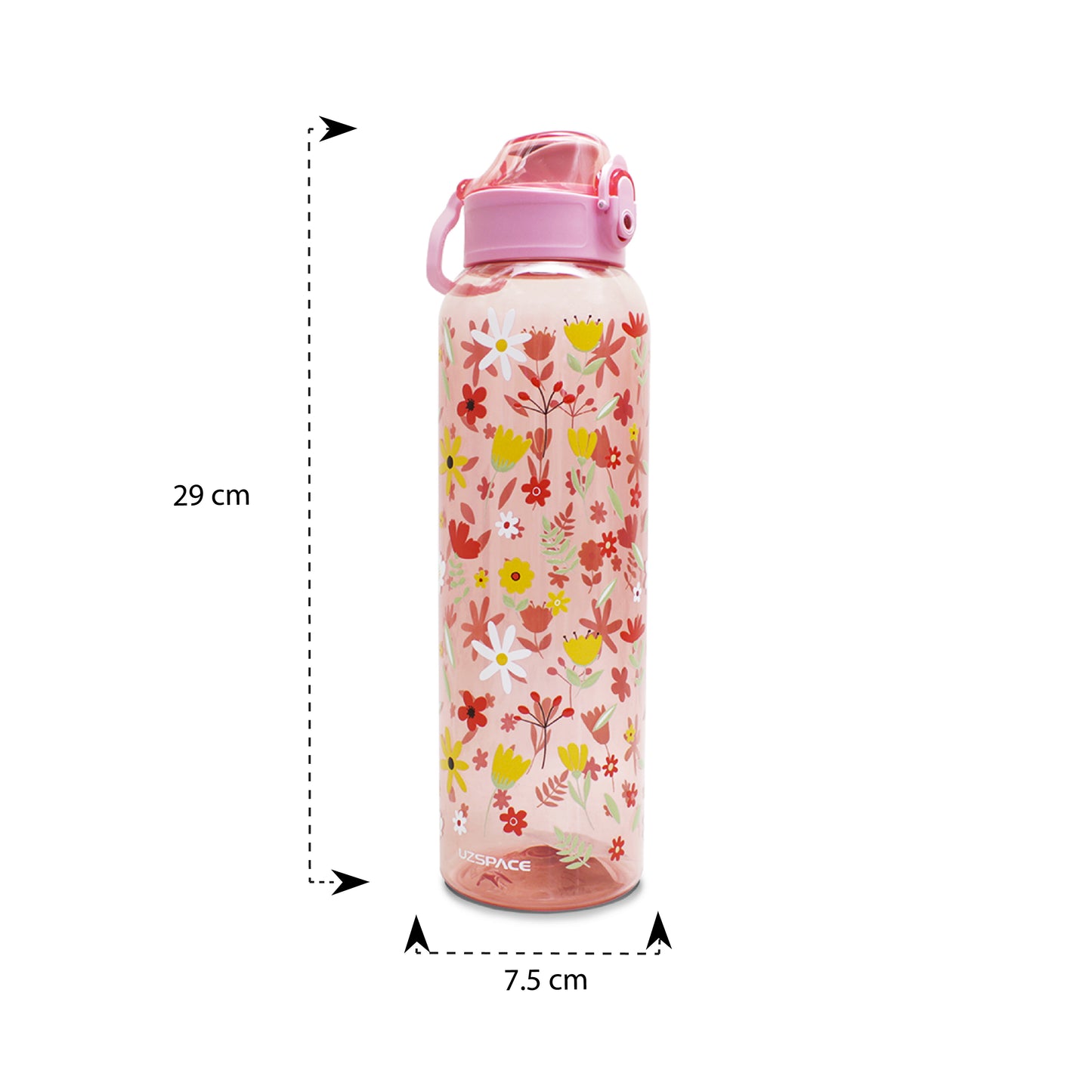 Botella de plástico floreado rosa 950 ml