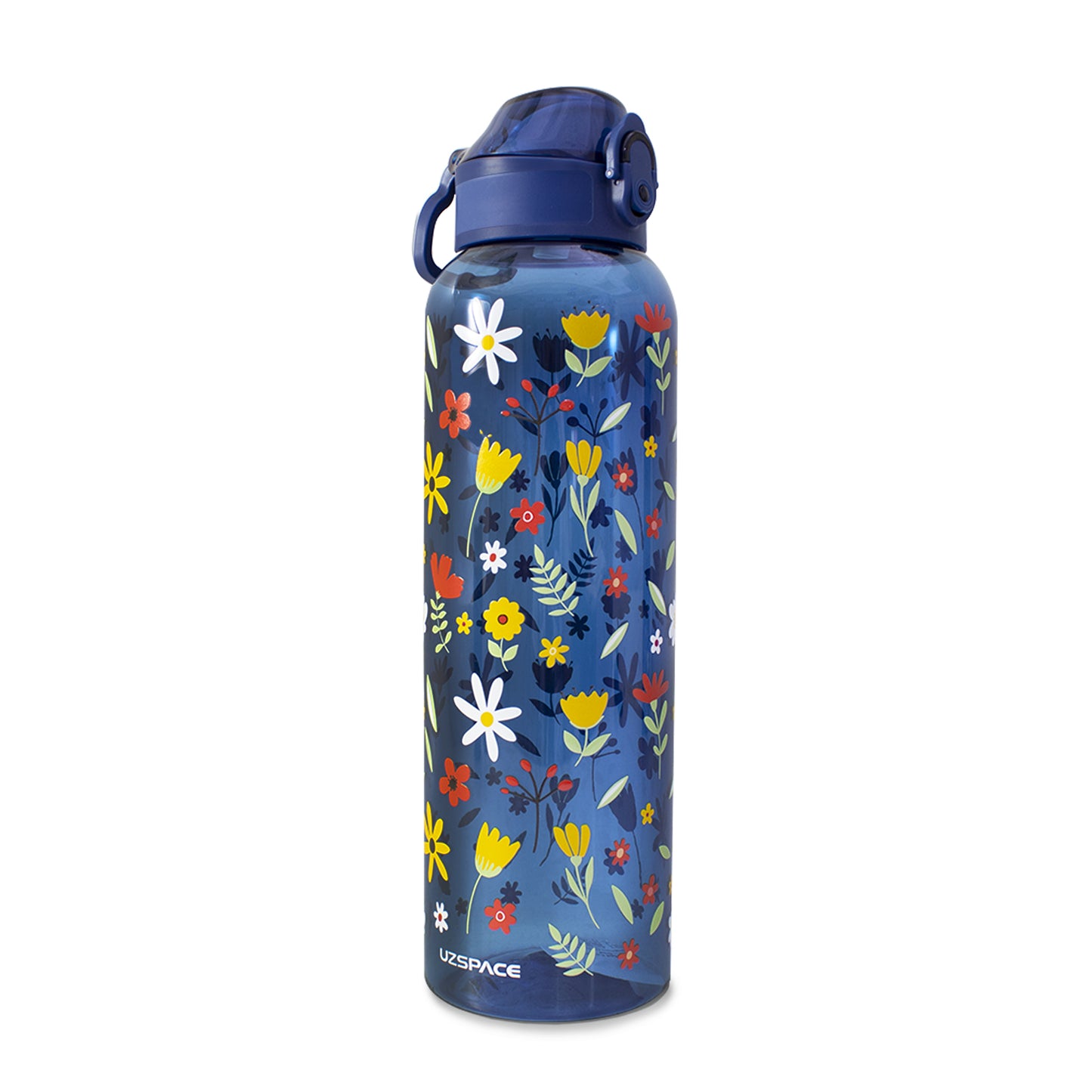Botella de plástico floreada azul marino 950 ml