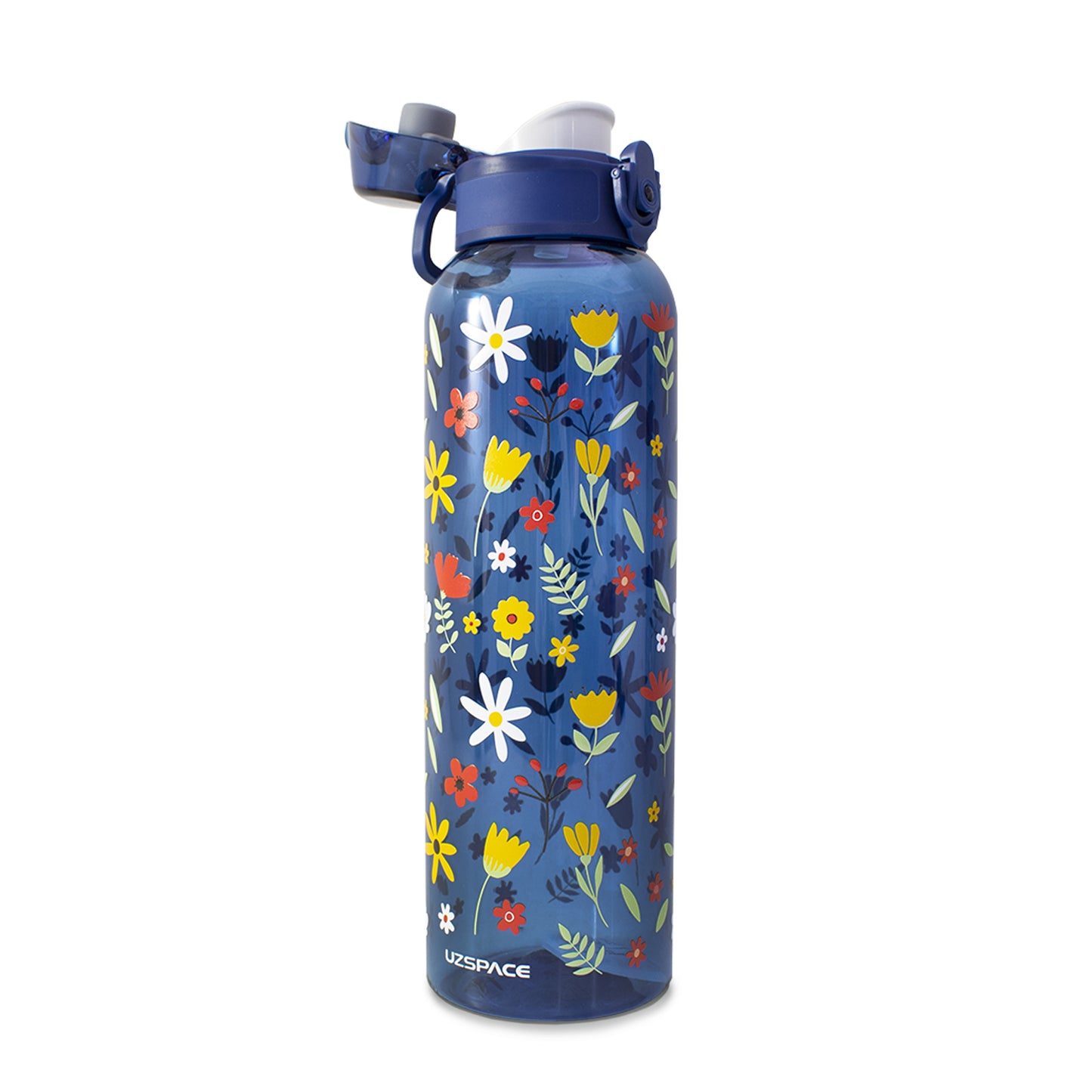 Botella de plástico floreada azul marino 950 ml