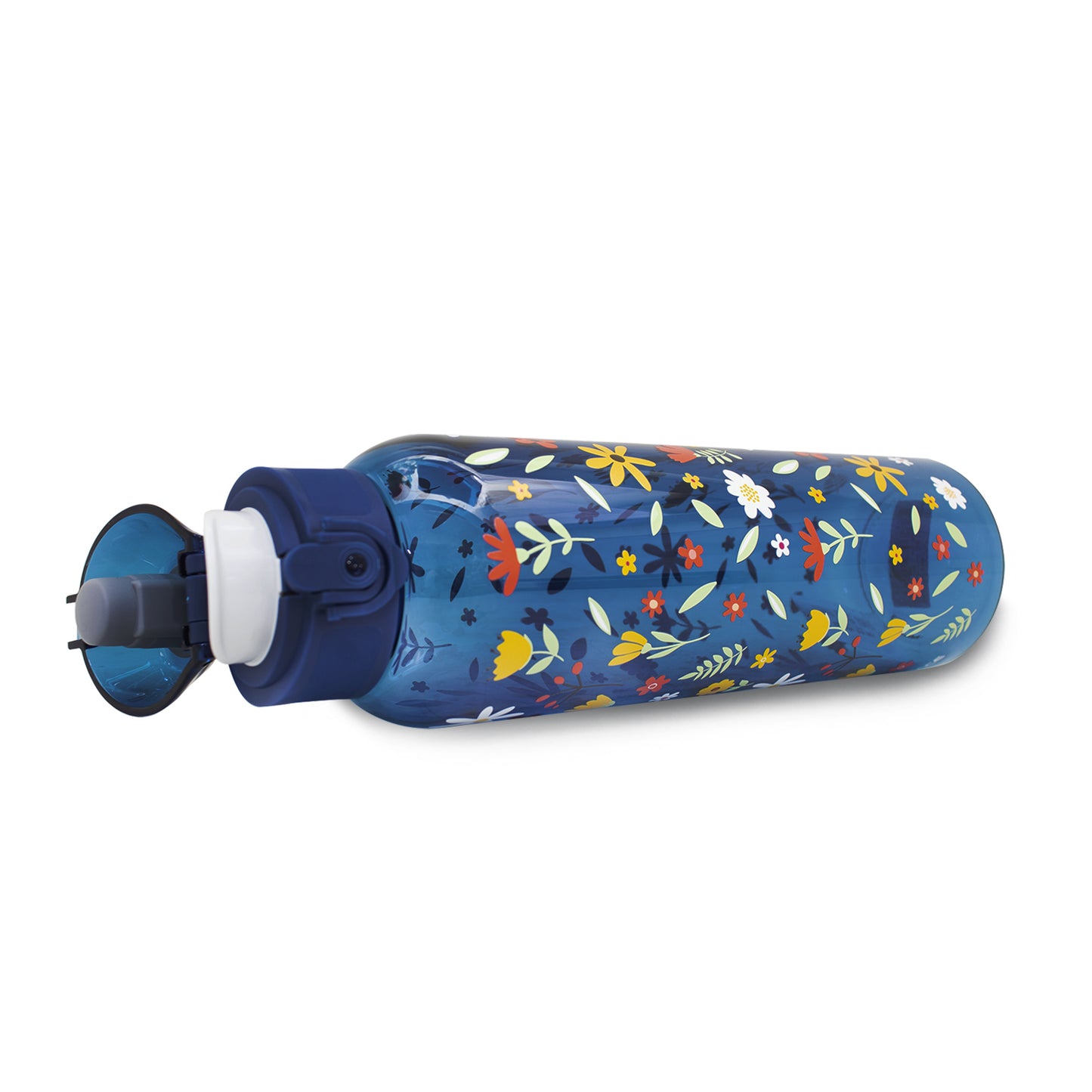 Botella de plástico floreada azul marino 950 ml