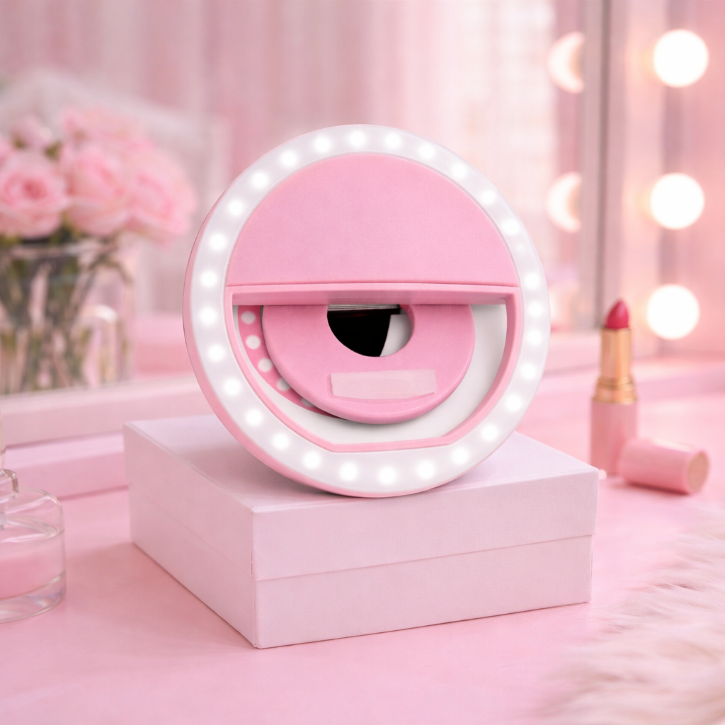Aro de luz LED para selfies color rosa