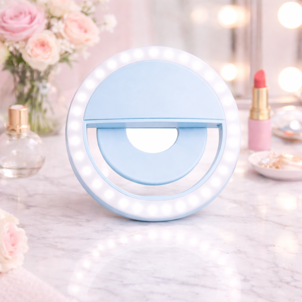 Aro de luz LED para selfies color azul