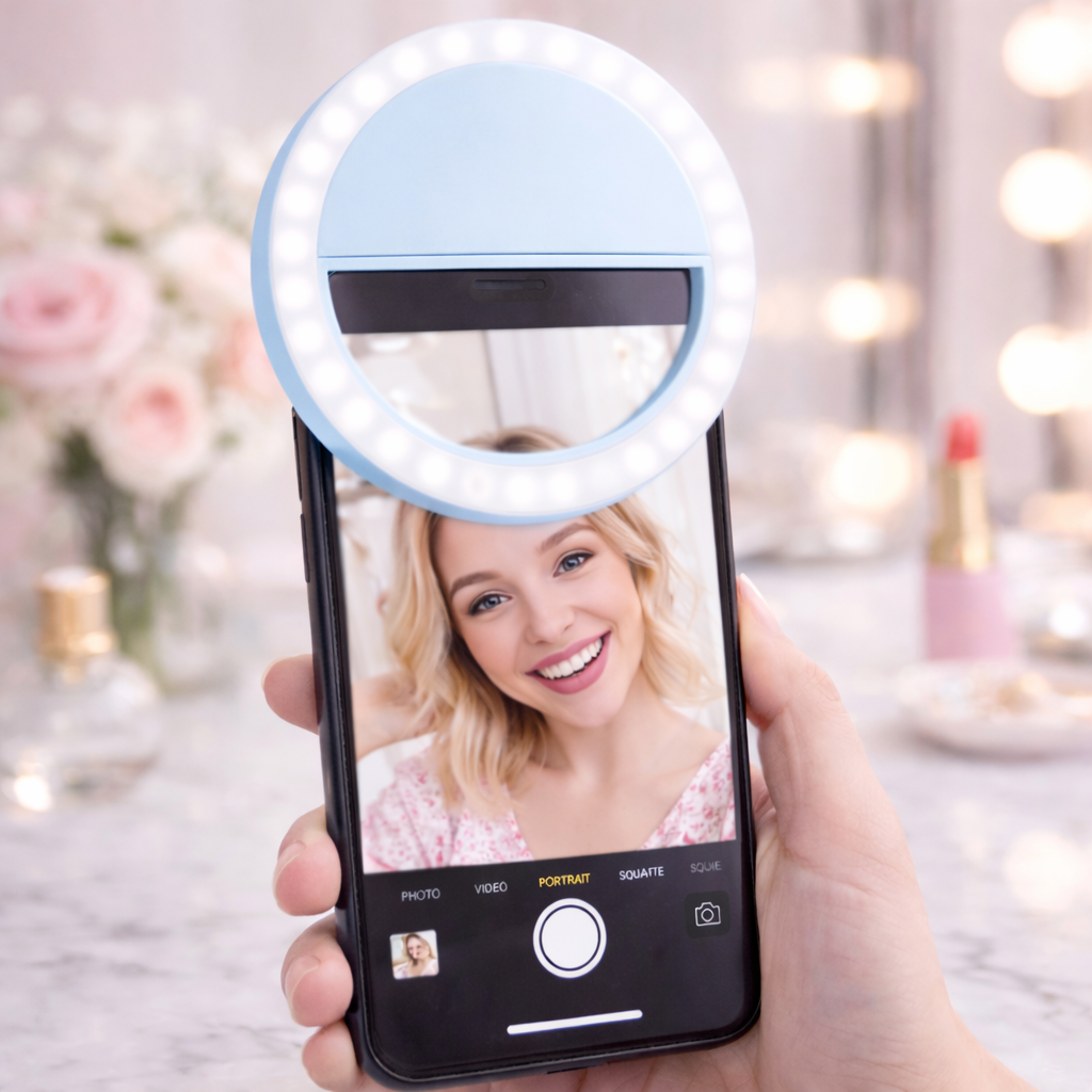 Aro de luz LED para selfies color azul