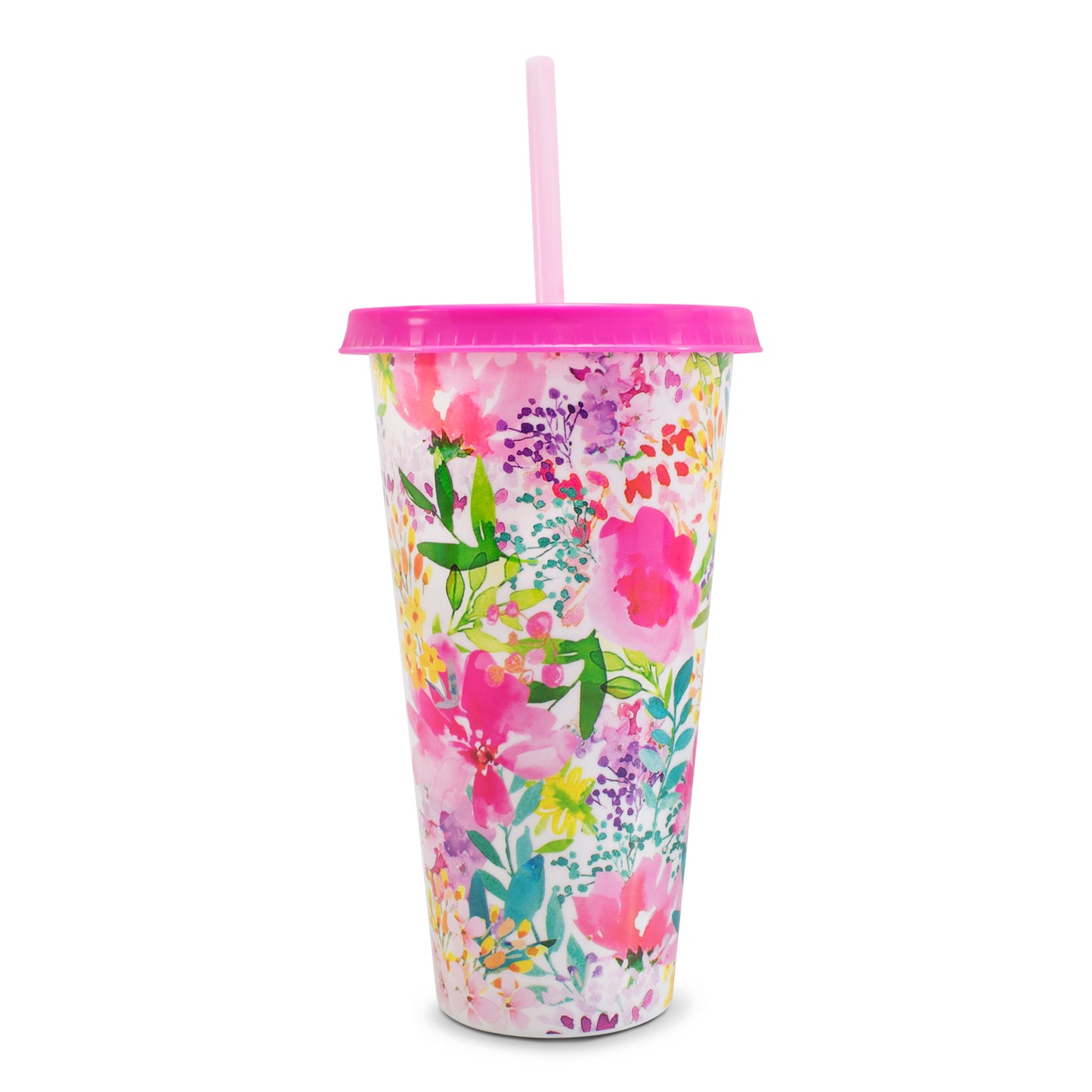 Vaso de Flores Reutlizable con Popote Rosa