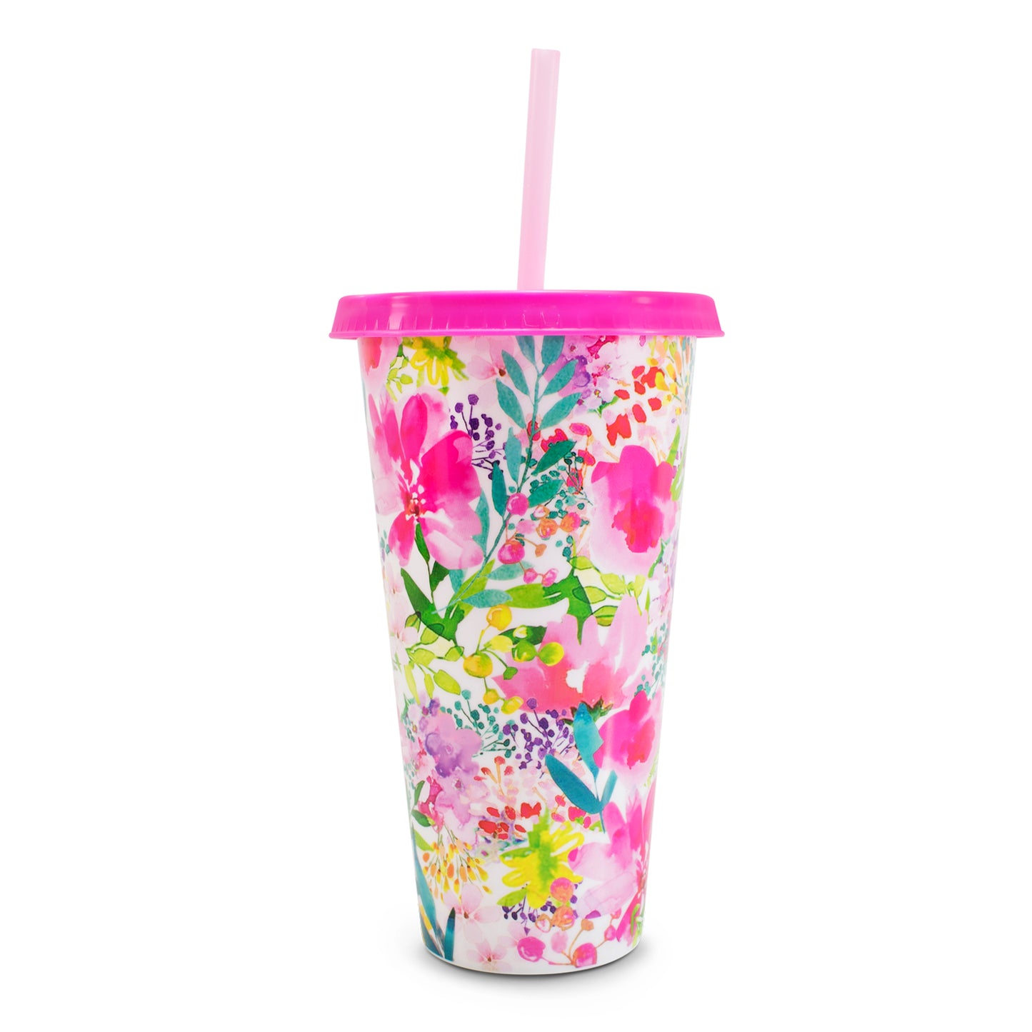 Vaso de Flores Reutlizable con Popote Rosa