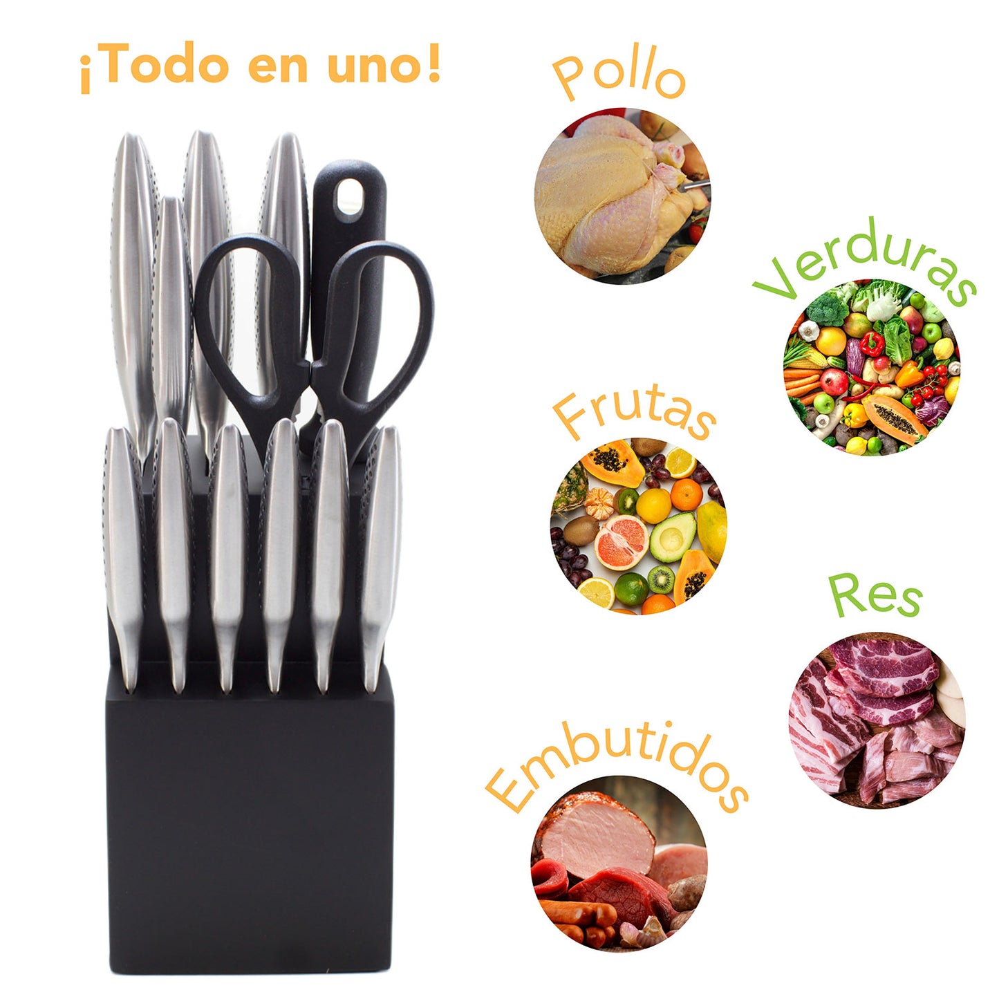 Cuchillos de cocina con relieve 12 piezas