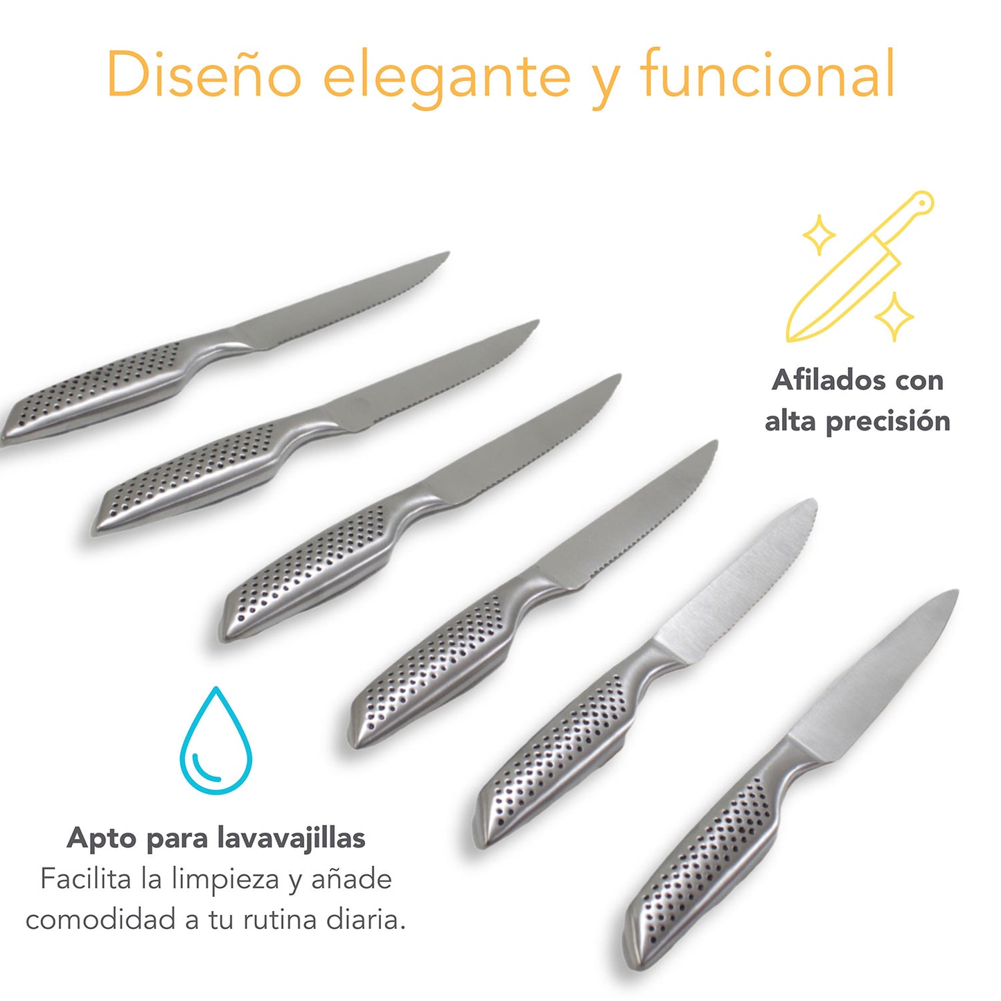 Cuchillos de cocina con relieve 12 piezas