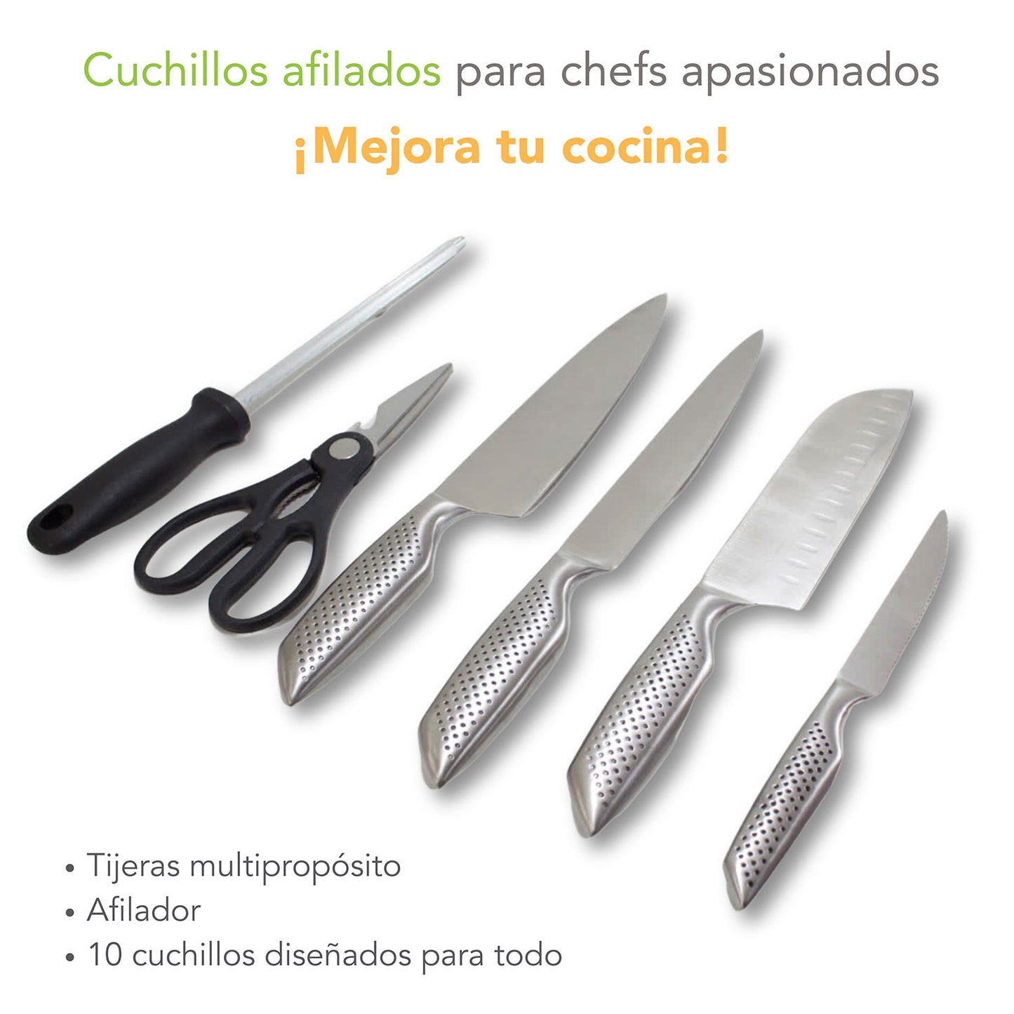 Cuchillos de cocina con relieve 12 piezas