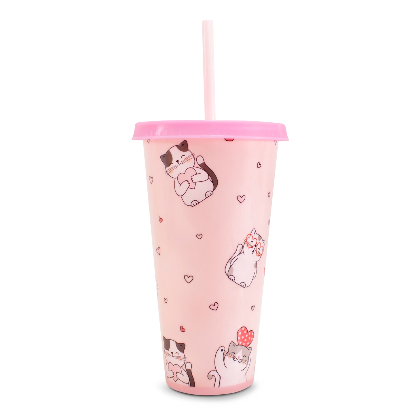 Vaso Reutlizable con Popote Gatitos