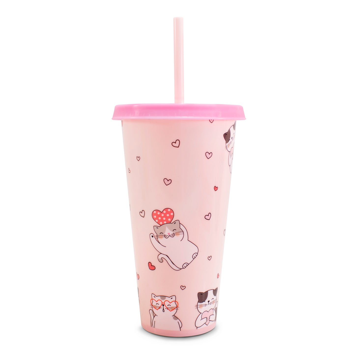 Vaso Reutlizable con Popote Gatitos