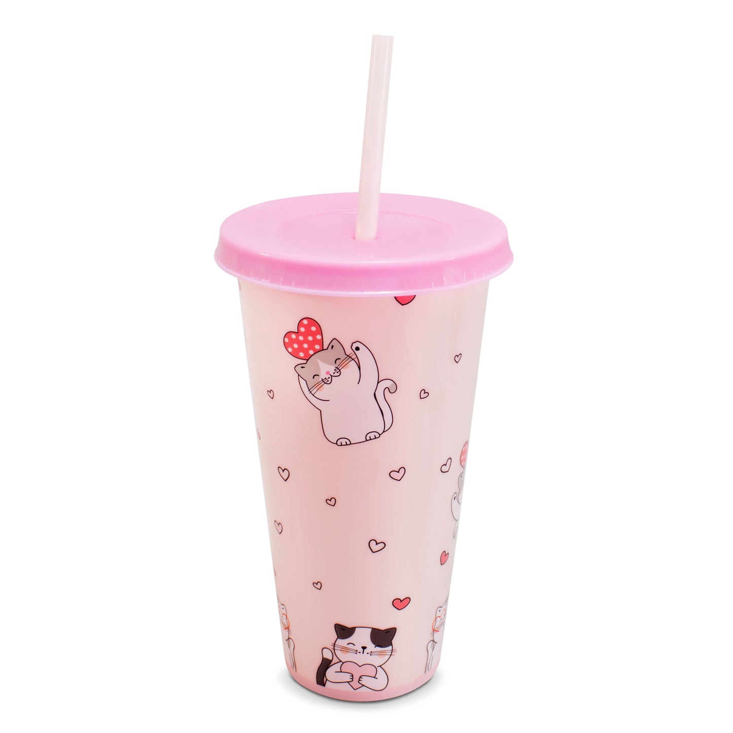 Vaso Reutlizable con Popote Gatitos