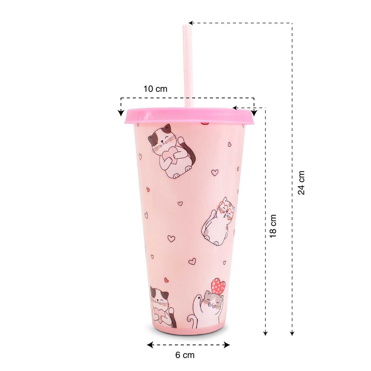 Vaso Reutlizable con Popote Gatitos