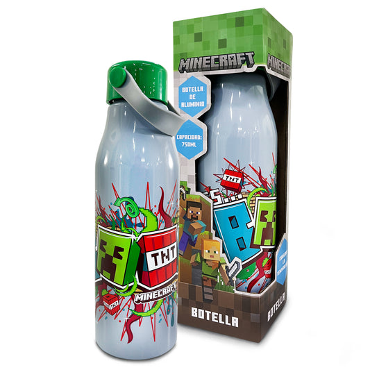 Termo de Aluminio Minecraft Creeper con Tapa y Asa