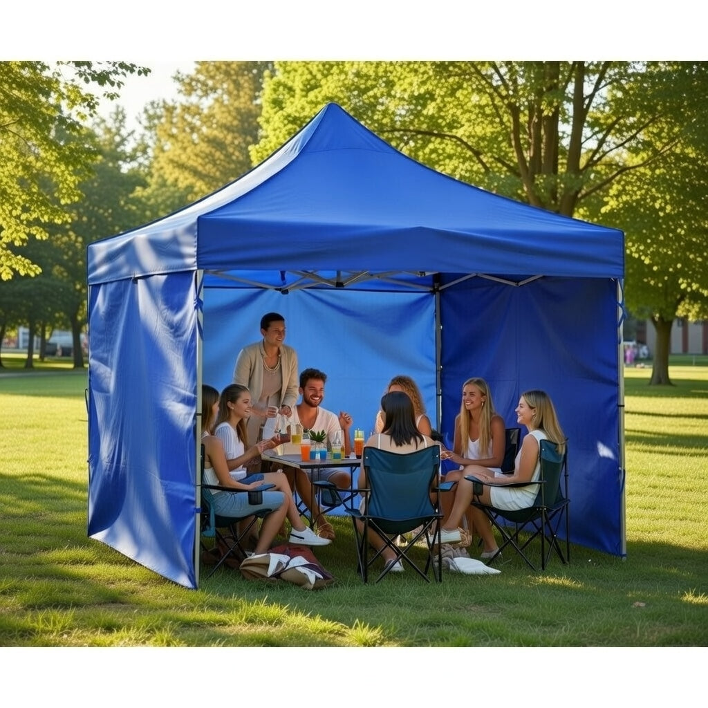 Toldo 3x3 Con Paredes Plegable Carpa Reforzada Azul