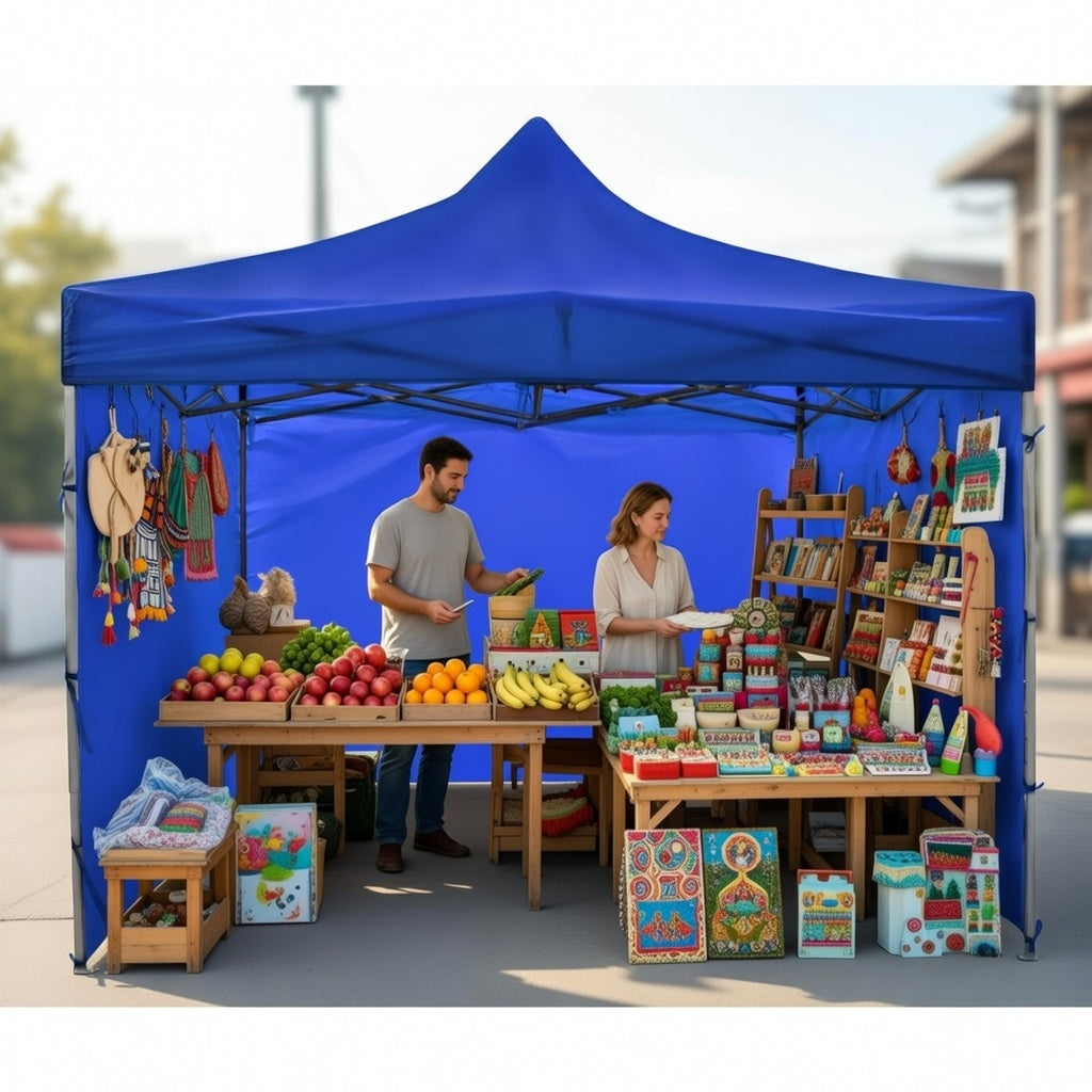 Toldo 3x3 Con Paredes Plegable Carpa Reforzada Azul