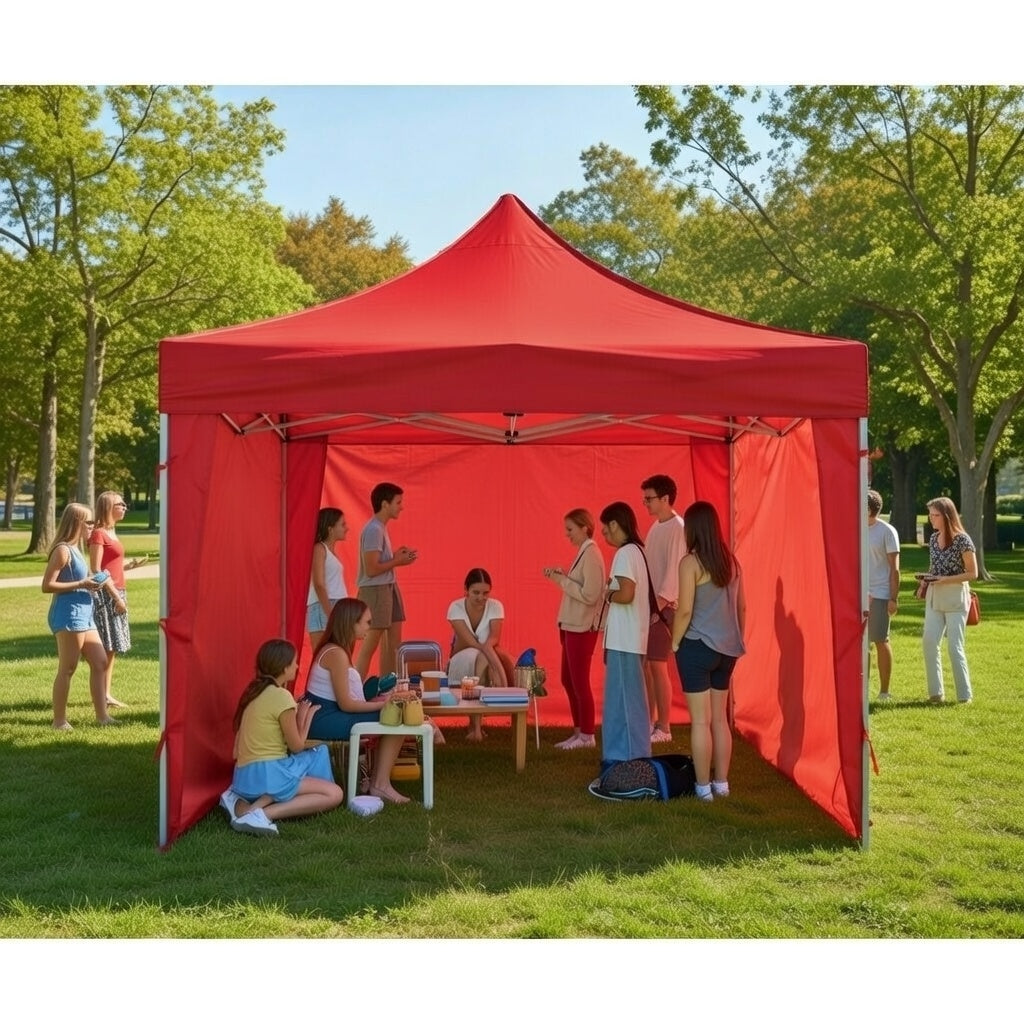 Toldo 3x3 Con Paredes Plegable Carpa Reforzada Rojo