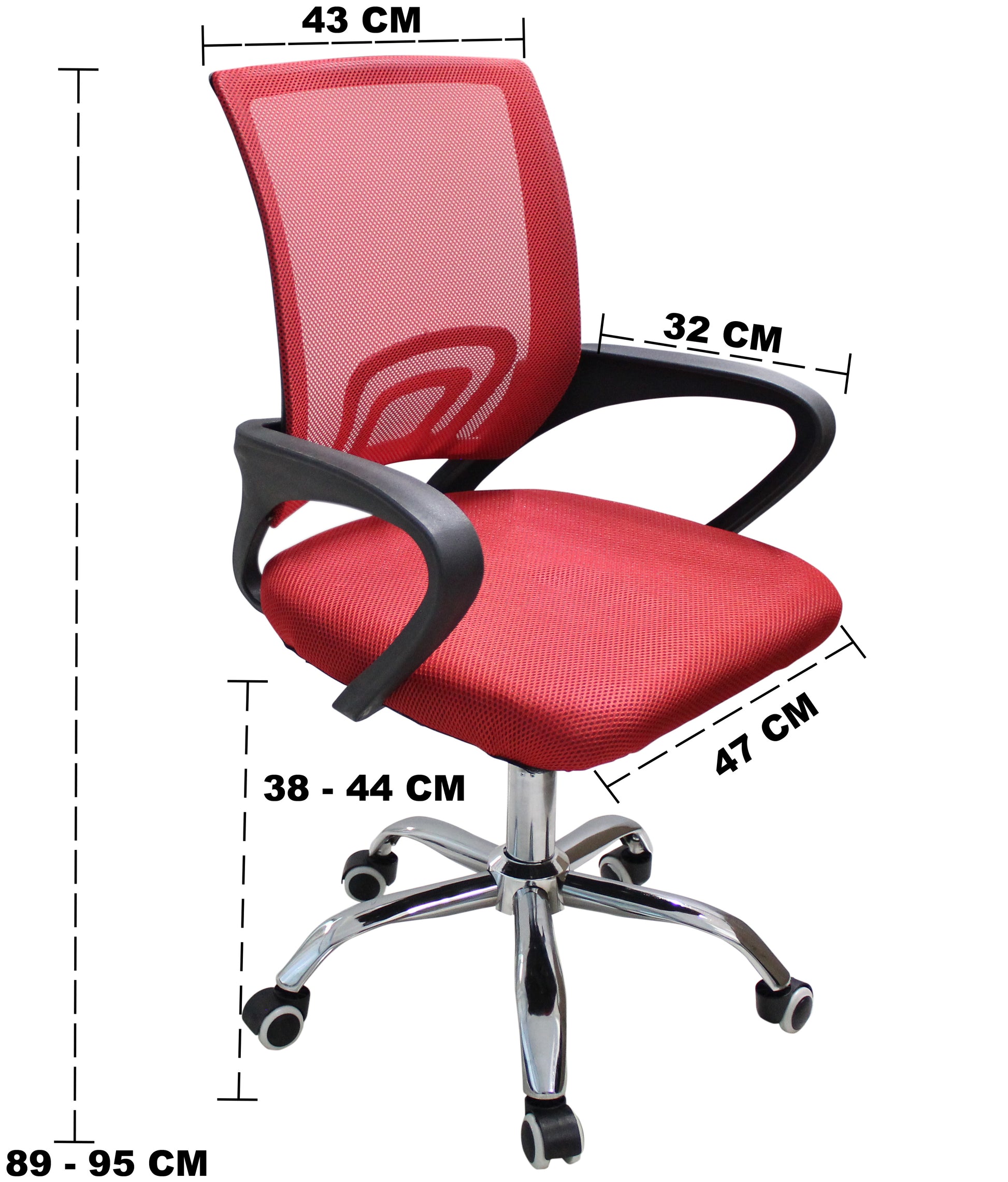 Pack de 4 sillas oficina rojo ref: 122 PC