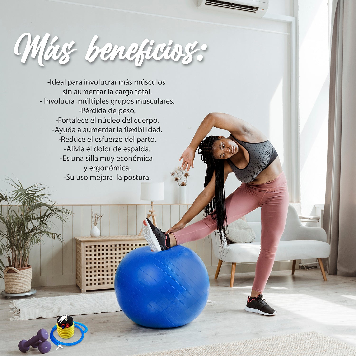 VITALWORXX Pelota de gimnasia para embarazadas, extremadamente estable,  pelota de yoga, 65 cm, con bomba, con ejercicios para embarazo, parto,  salud