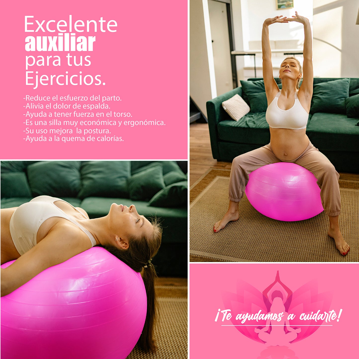 Pelota de Yoga 65 cm Rosa