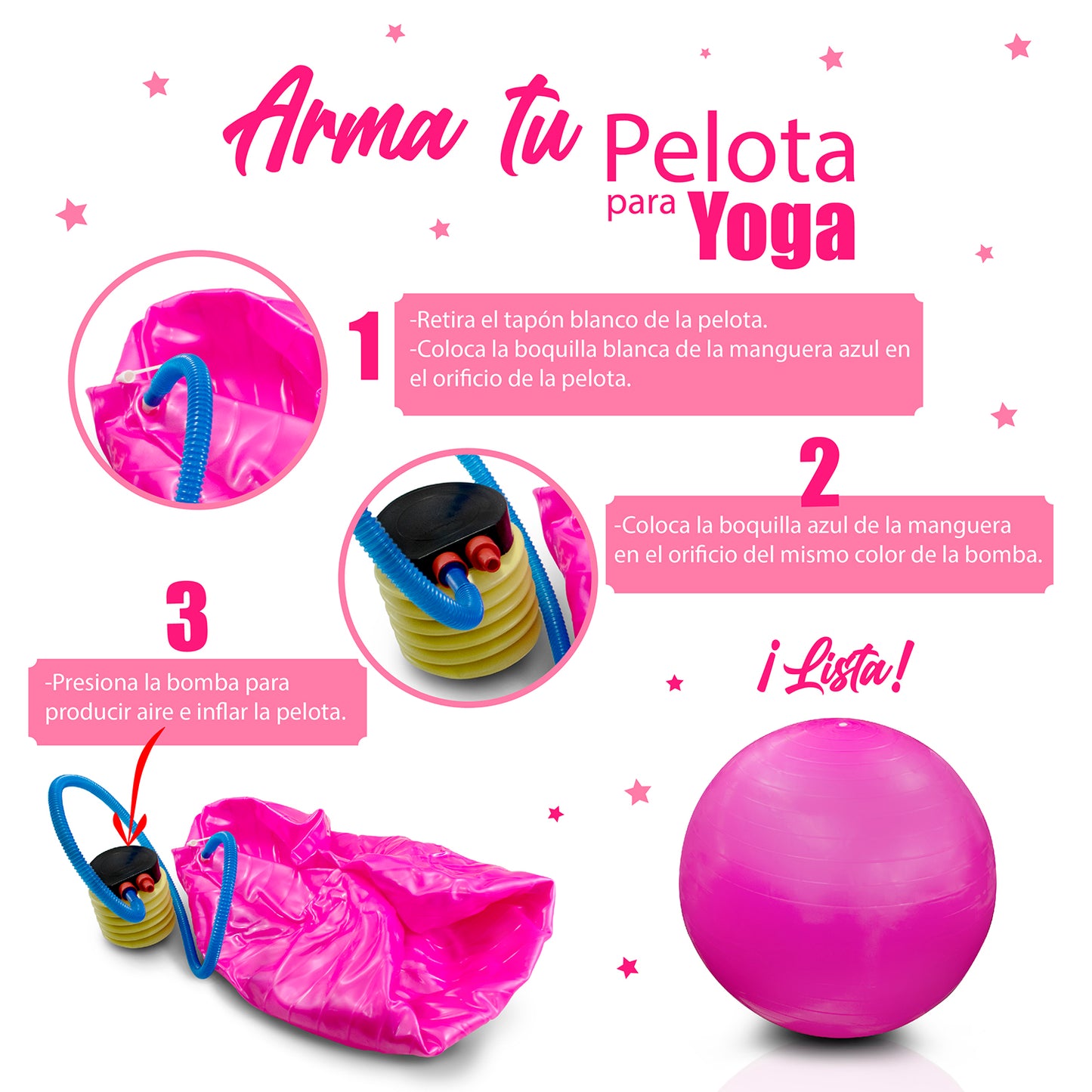 Pelota de Yoga 65 cm Rosa