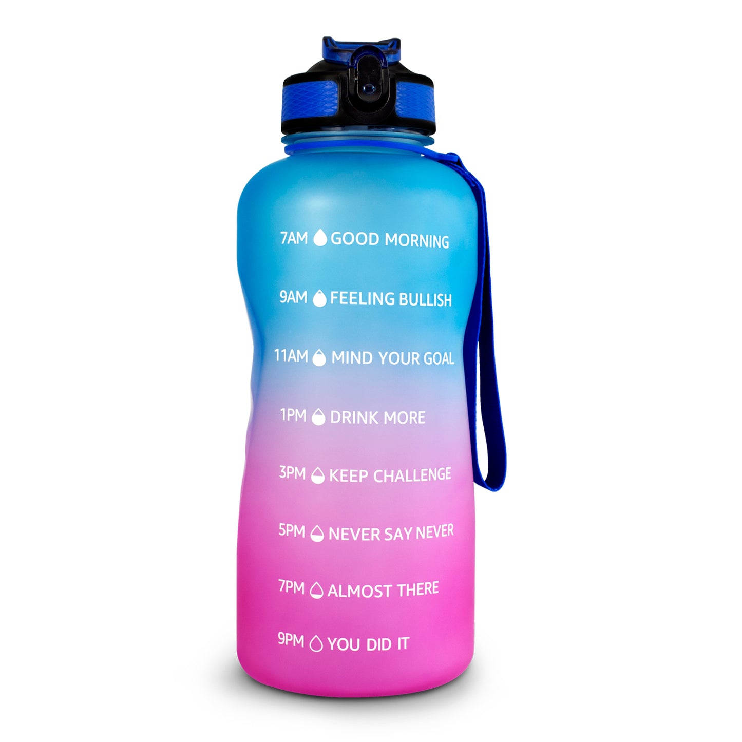 Botella Motivacional 2 litros azul/rosa