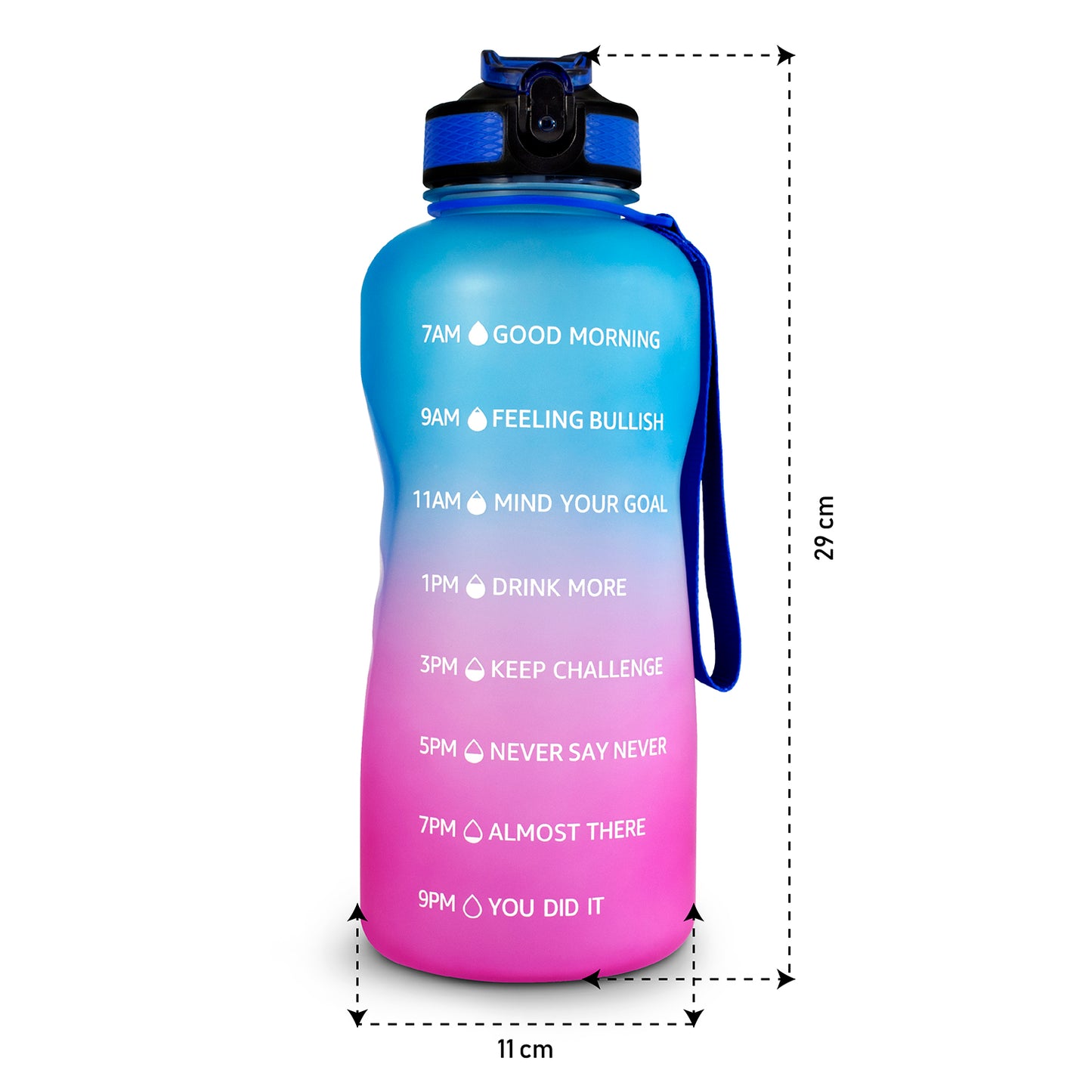 Botella Motivacional 2 litros azul/rosa