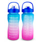 Botella Motivacional 2 litros con asa azul/rosa